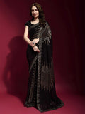 Designer Black Georgette Saree with Golden Multi Sequin Work – Wedding & Party Wear