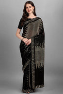 Designer Black Georgette Saree with Golden Multi Sequin Work – Wedding & Party Wear