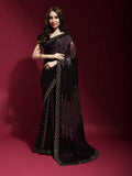Premium Pink Georgette Saree with Multi Sequin Embroidery for Weddings, Receptions, Parties, and Festive Wear