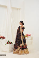 Stunning Black Floral Lehenga Choli with Dori and Sequins