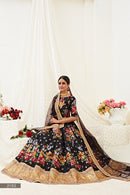 Stunning Black Floral Lehenga Choli with Dori and Sequins