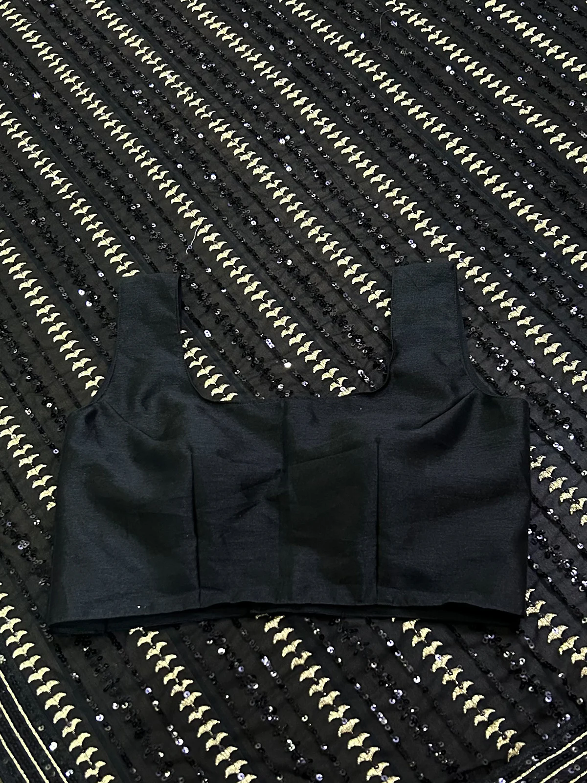Black Georgette Wedding Look Saree | Thread & Sequence Embroidery | With Art Silk Blouse