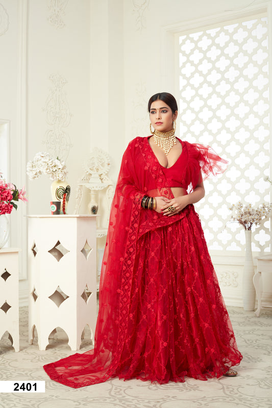 Elegant Fully Embroidered Butterfly Net Lehenga Choli Set