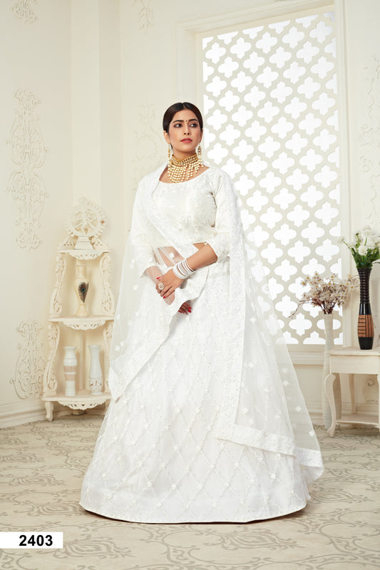 Elegant Fully Embroidered Butterfly Net Lehenga Choli Set