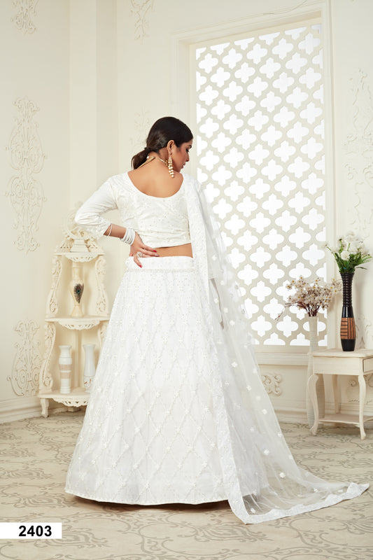 Elegant Fully Embroidered Butterfly Net Lehenga Choli Set