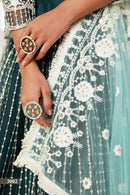 Elegant Green Butterfly Net Lehenga Blouse Set with Multi and Sequin Work