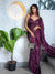 Wine Ragoli Silk Wedding Look Saree | Thread & Sequence Embroidery | With Unstitched Blouse