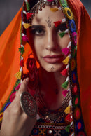 Designer Black & Orange Navratri Chaniya Choli with Traditional Kutchi Mirror & Thread Work
