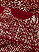 Red-Brown Wedding Look Saree | Sequence Work | Thread Embroidery with Art Silk Blouse