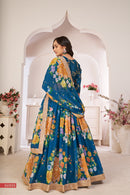 Elegant Rama Green Floral Georgette Lehenga Choli with Sequins & Dori Work