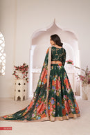 Elegant Green Floral Georgette Lehenga Choli with Sequins & Dori Work
