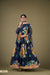 Elegant Navy Blue Floral Anarkali Gown with Sequin Work