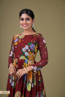 Elegant Maroon Floral Anarkali Gown with Sequin Work