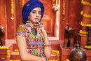 Navratri Special Orange Embroidered Lehenga Choli with Blue Dupatta