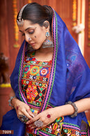 Navratri Special Pink Embroidered Chaniya Choli with Blue Dupatta
