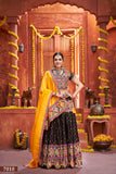 Navratri Special Black Embroidered Lehenga Choli with Yellow Dupatta