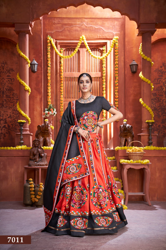 Rajwadi Red & Black Navratri Chaniya Choli with Gamthi & Mirror Work – Premium Collection 2025