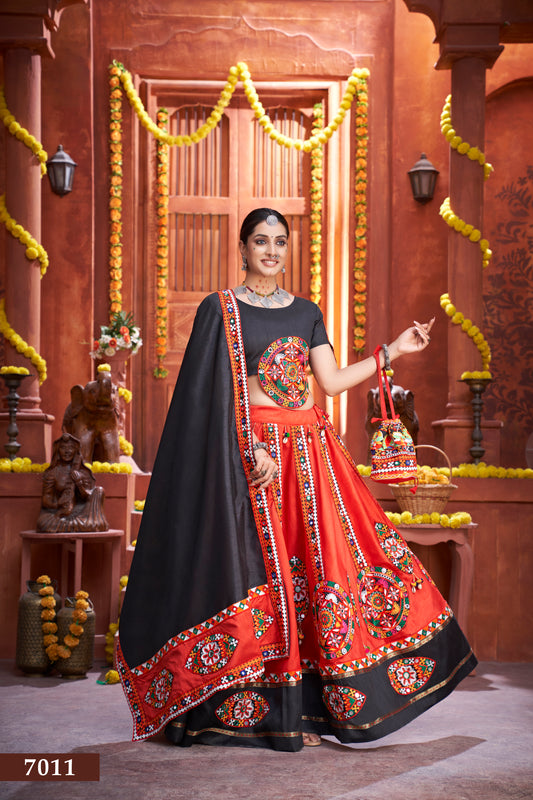 Rajwadi Red & Black Navratri Chaniya Choli with Gamthi & Mirror Work – Premium Collection 2025