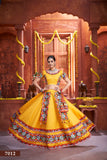 Rajwadi Yellow Navratri Chaniya Choli with Royal Blue Dupatta – Premium Quality