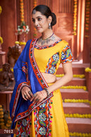 Rajwadi Yellow Navratri Chaniya Choli with Royal Blue Dupatta – Premium Quality