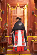 Red & Black Navratri Special Embroidered Chaniya Choli with Mirror Work