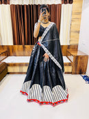 Black Cotton Silk Navratri Chaniya Choli with Gotta Patti & Gamthi Work