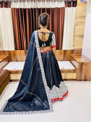Black Cotton Silk Navratri Chaniya Choli with Gotta Patti & Gamthi Work