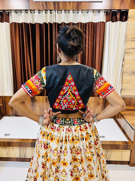 Elegant Patola Print Navratri Chaniya Choli with Gamthi & Mirror Work