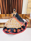 Navratri Special Ivory & Black Gamthi Work Chaniya Choli | Traditional Festival Wear