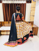 Navratri Special Ivory & Black Gamthi Work Chaniya Choli | Traditional Festival Wear