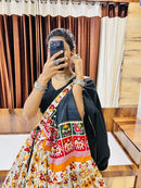Navratri Special Ivory & Black Gamthi Work Chaniya Choli | Traditional Festival Wear