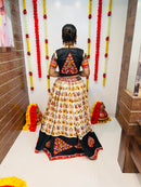 Navratri Special Ivory & Black Gamthi Work Chaniya Choli | Traditional Festival Wear
