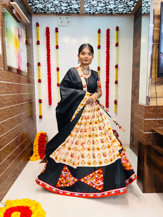 Elegant Patola Print Navratri Chaniya Choli with Gamthi & Mirror Work