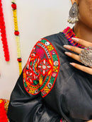 Navratri Special Black & White Printed Chaniya Choli with Gamthi Patch Work & Embroidered Dupatta – 2025 Collection