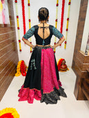 Bandhani Navratri Chaniya Choli – Black & Pink Cotton Silk Lehenga with Bandhej Dupatta