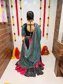 Bandhani Navratri Chaniya Choli – Black & Pink Cotton Silk Lehenga with Bandhej Dupatta