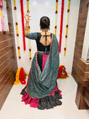 Bandhani Navratri Chaniya Choli – Black & Pink Cotton Silk Lehenga with Bandhej Dupatta