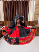 Black & Red Navratri Chaniya Choli with Gamthi Work & Mirror Detailing