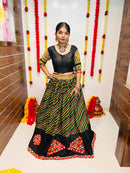 Rajwadi Black Multicolor Gamthi Work Navratri Chaniya Choli with Red Dupatta