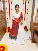 Rajwadi Navratri Red & White Printed Gamthi Chaniya Choli