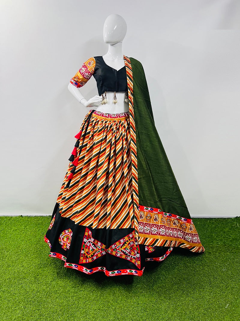 Rajwadi Navratri Special Gamthi Work Chaniya Choli – (4 Mtr Flair, Pure Cotton Silk)