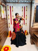 Elegant Black Navratri Chaniya Choli with Vibrant Gamthi & Mirror Work Dupatta