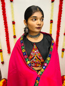 Elegant Black & Pink Navratri Lehenga Choli with Mirror Work