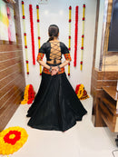 Elegant Black & Pink Navratri Lehenga Choli with Mirror Work