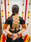 Elegant Black & Pink Navratri Lehenga Choli with Mirror Work