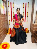 Elegant Black Navratri Chaniya Choli with Vibrant Gamthi & Mirror Work Dupatta