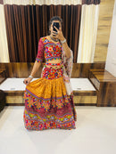 Designer Multicolor Bandhani & Mirror Work Chaniya Choli with Embroidered Dupatta – Navratri Special