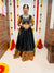 Navratri Special Black & Mustard Printed Chaniya Choli with Mirror Work