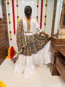 White Printed Silk Navratri Chaniya Choli with Mirror Lace Work – Premium Collection 2025