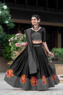 Black Embroidered Navratri Chaniya Choli with Dupatta – Traditional Garba Outfit